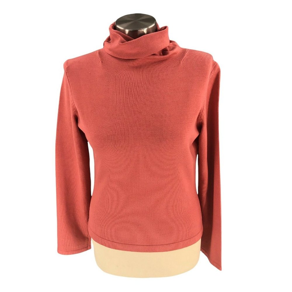 Tailleur by Barrie Pace Women Sweater Medium Salmon Pullover Turtleneck Long Slv